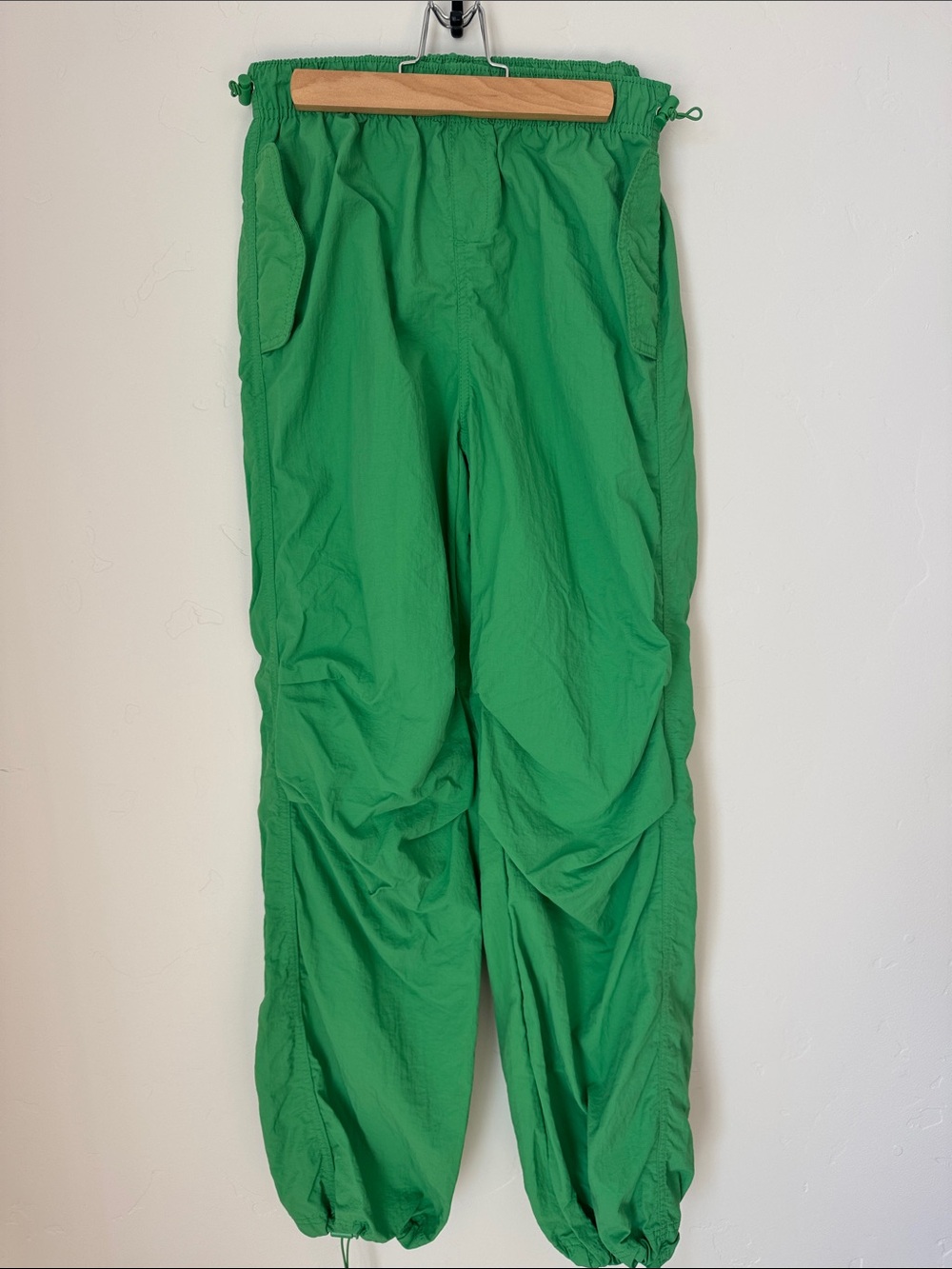 Love Tree Parachute Pants Green Nylon Cargo Balloon Jogger Pockets Y2K Utility M